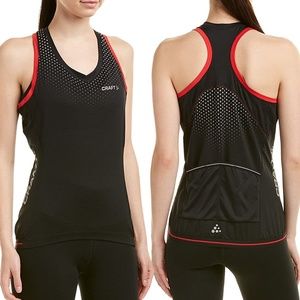 Craft | Glow Singlet Tank | Airy-cool | Black with Brightt Red Trim | M